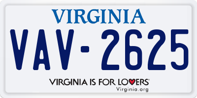 VA license plate VAV2625