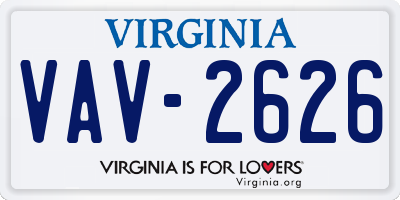 VA license plate VAV2626