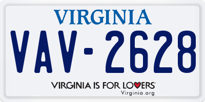 VA license plate VAV2628