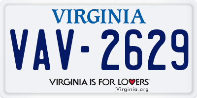 VA license plate VAV2629