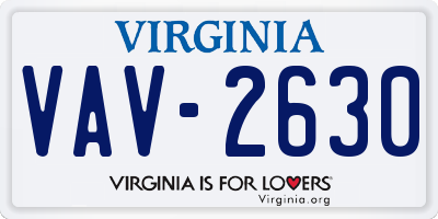 VA license plate VAV2630