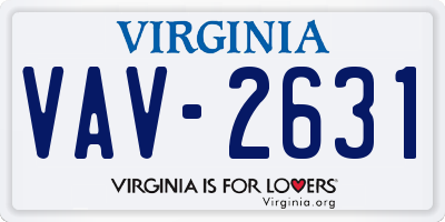 VA license plate VAV2631