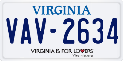 VA license plate VAV2634