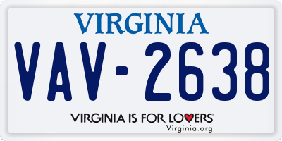 VA license plate VAV2638