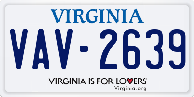 VA license plate VAV2639