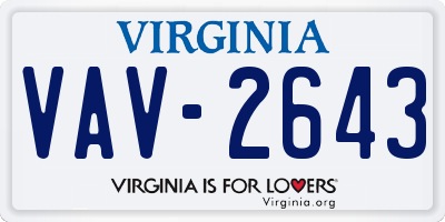 VA license plate VAV2643