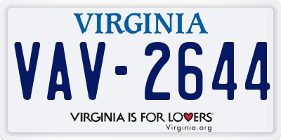 VA license plate VAV2644