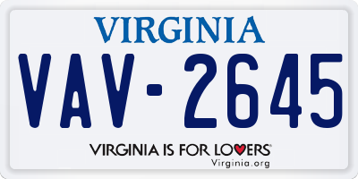 VA license plate VAV2645