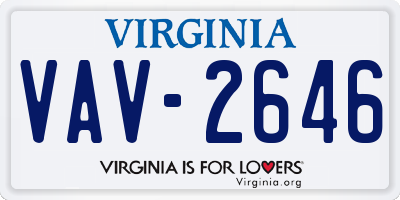 VA license plate VAV2646