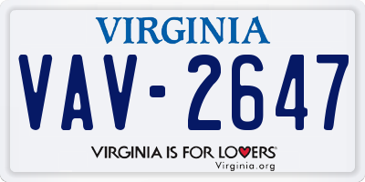 VA license plate VAV2647