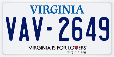 VA license plate VAV2649