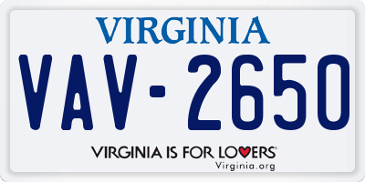 VA license plate VAV2650