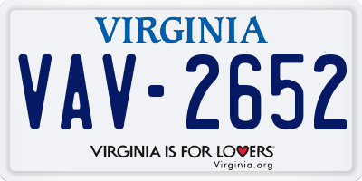 VA license plate VAV2652