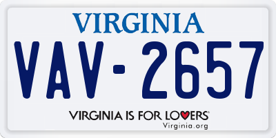 VA license plate VAV2657