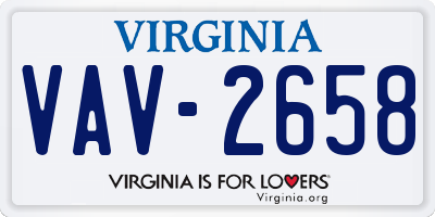VA license plate VAV2658