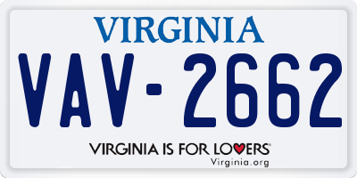VA license plate VAV2662