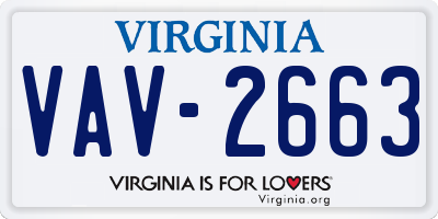 VA license plate VAV2663