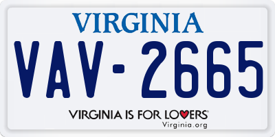 VA license plate VAV2665