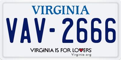 VA license plate VAV2666
