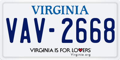VA license plate VAV2668