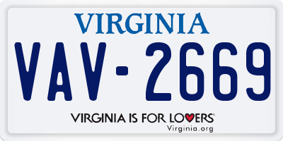 VA license plate VAV2669
