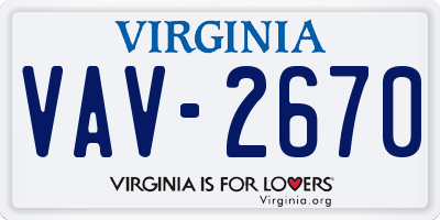 VA license plate VAV2670