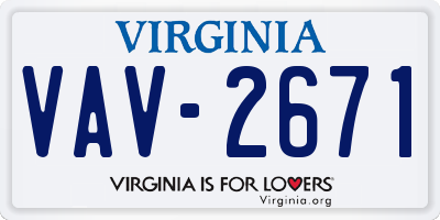 VA license plate VAV2671