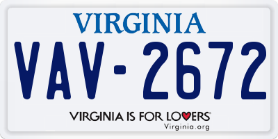 VA license plate VAV2672