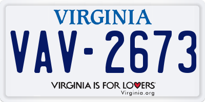 VA license plate VAV2673