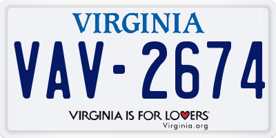 VA license plate VAV2674