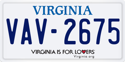 VA license plate VAV2675
