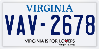 VA license plate VAV2678