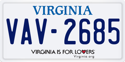 VA license plate VAV2685