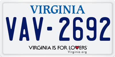 VA license plate VAV2692