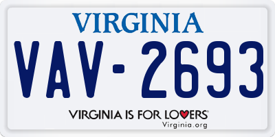 VA license plate VAV2693