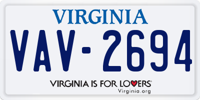 VA license plate VAV2694