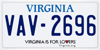VA license plate VAV2696