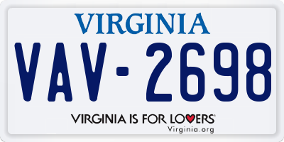 VA license plate VAV2698