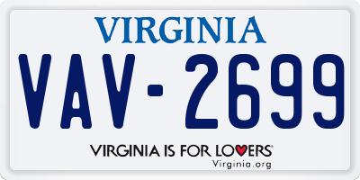 VA license plate VAV2699