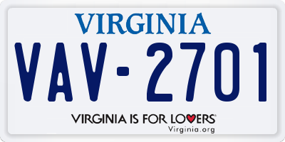 VA license plate VAV2701