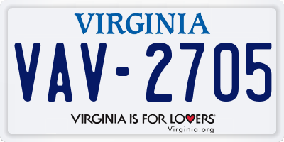 VA license plate VAV2705