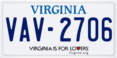 VA license plate VAV2706