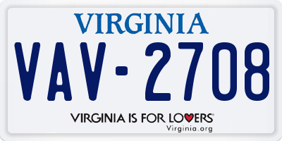 VA license plate VAV2708