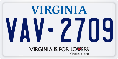 VA license plate VAV2709