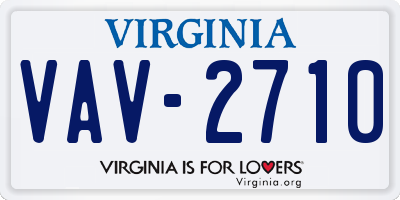 VA license plate VAV2710