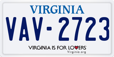 VA license plate VAV2723