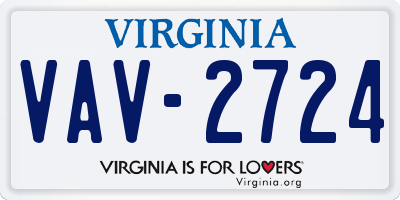 VA license plate VAV2724