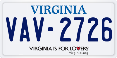 VA license plate VAV2726
