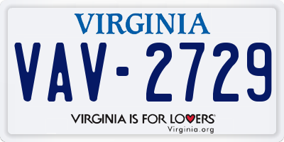 VA license plate VAV2729
