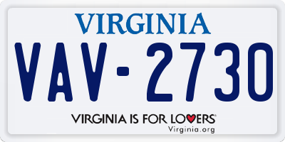 VA license plate VAV2730